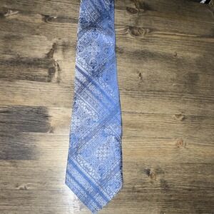 Vintage John Frederics 100% Imported Polyester Men's Tie: Geometric Blue Yellow